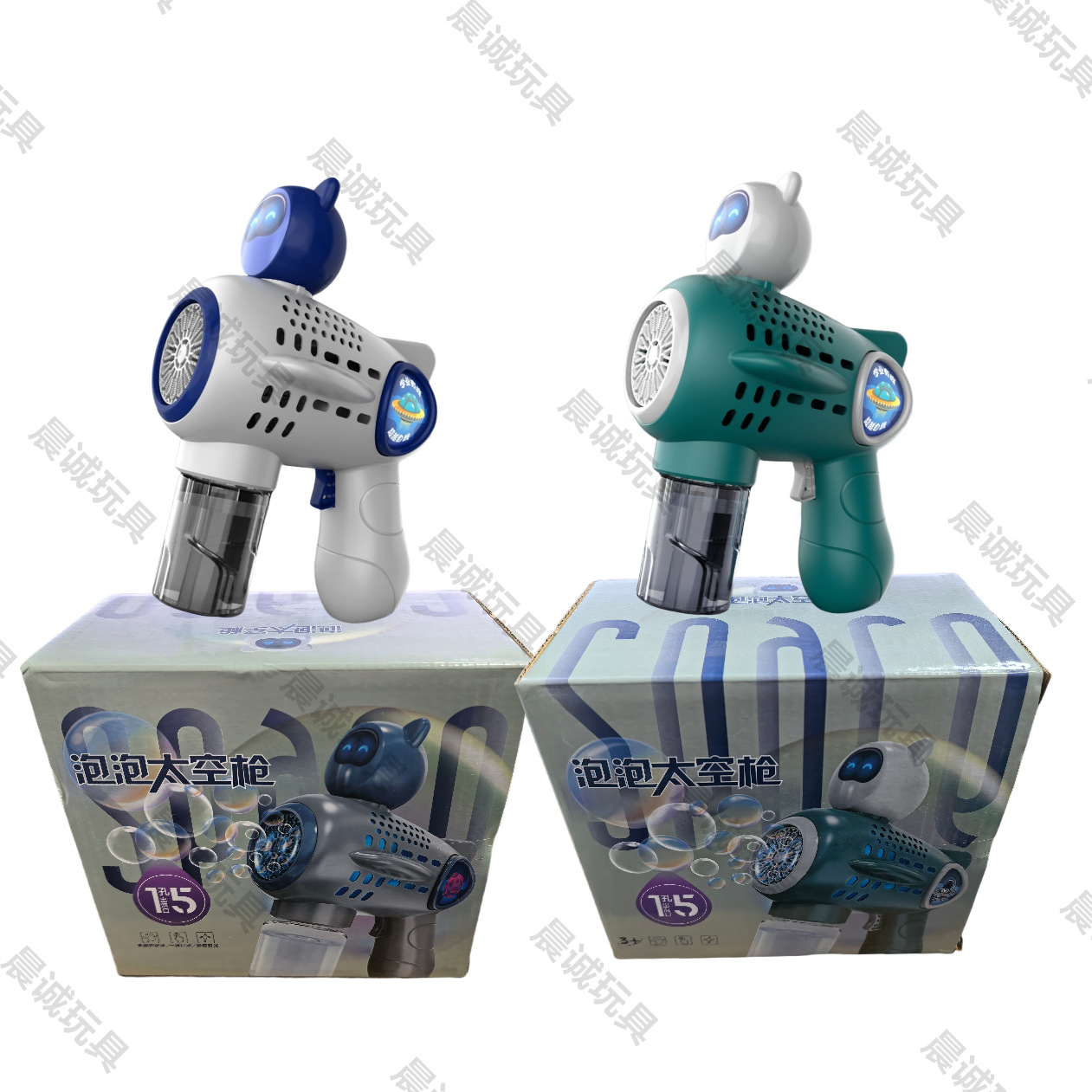 手持加特林泡泡枪全自动多孔灯光投影太空人玩具细节图