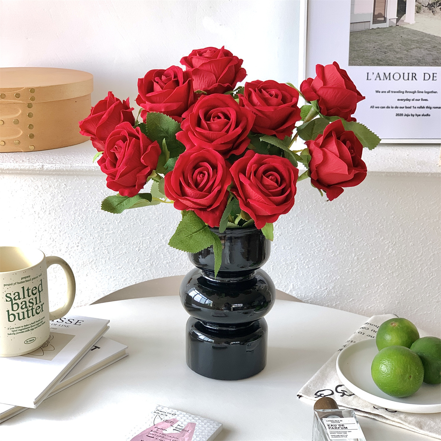 绒布珍珠瀑布玫瑰花仿真花婚礼情人节玫瑰花墙家居装饰假花花艺