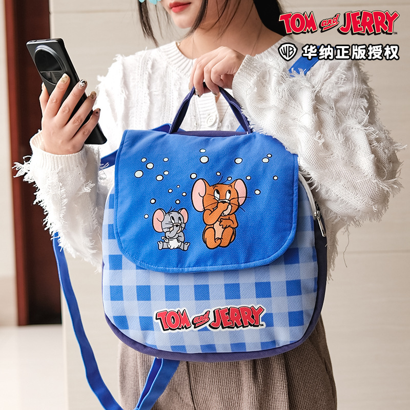 正版猫和老鼠双肩包女大学生背包学生儿童宝宝可爱背包休闲通勤包细节图