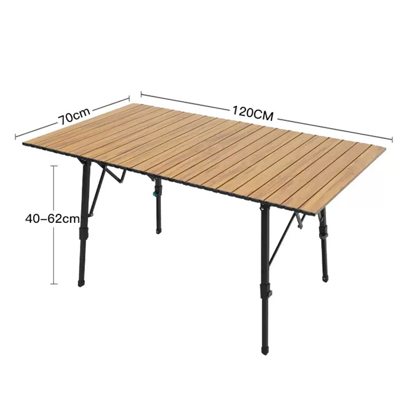 Outdoor camping table, camping folding aluminum alloy egg roll table, portable picnic adjustable table and chair set Item Picture