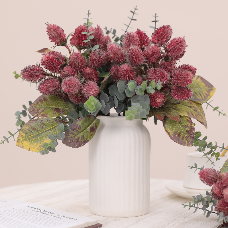 新款把束10头刺芹班克木仿真花塑料假花家居酒店餐桌装饰插花摆件产品图