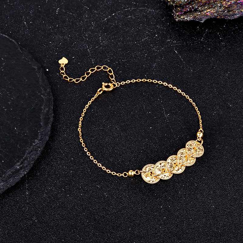 2026 New Style of "Fragmented Money Abundance" bracelet, a new Chinese-style simple coin for attracting wealth and good luck, a dazzling Five-Emperor Coin bracelet details Picture