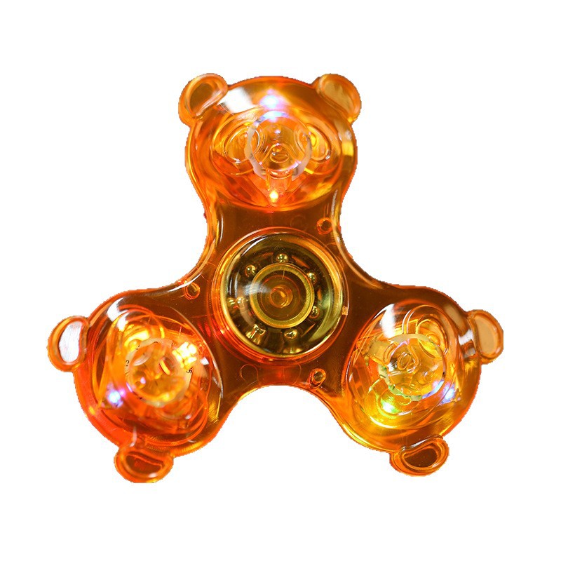 熊猫指尖陀螺水晶带灯夜光透明LED发光解压手指玩具减压潮流夜光白底实物图