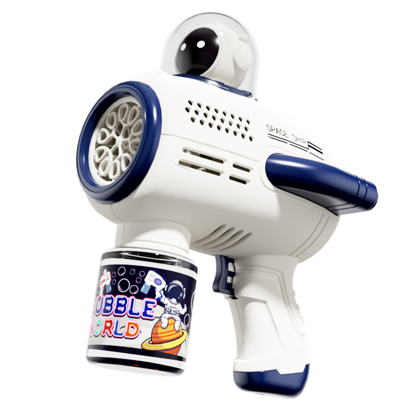 The popular space bubble machine, fully automatic children's toy with light, electric astronaut bubble gun, is available for wholesale at street stalls Item Picture