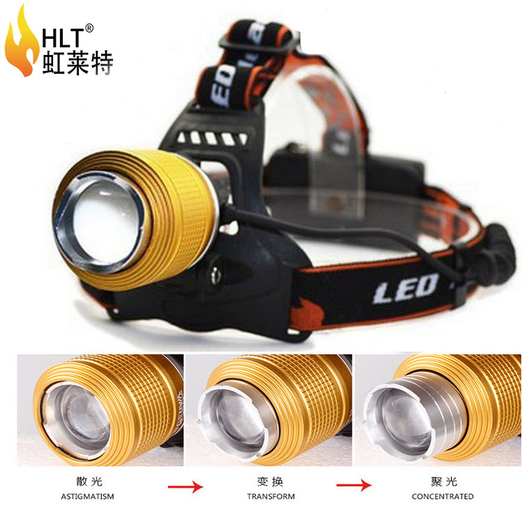 The Old Model Of Focusing Led High-Intensity T6 Headband Charging Waterproof Headlamp Is A Special White, Blue And Yellow Headlamp For Outdoor Fishing Application Scenario