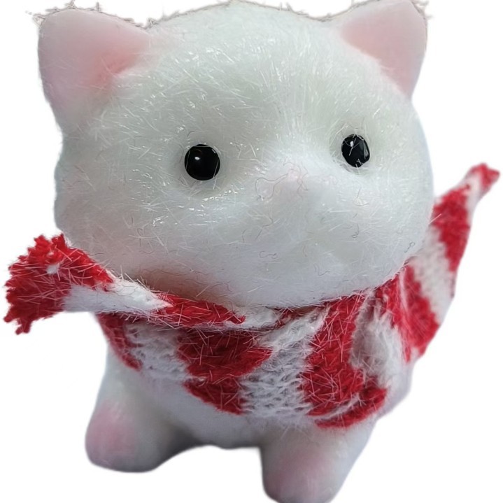 直销TPR软胶毛绒实心小猫捏捏乐黑猫白猫萌宠大团子卡通减压玩具