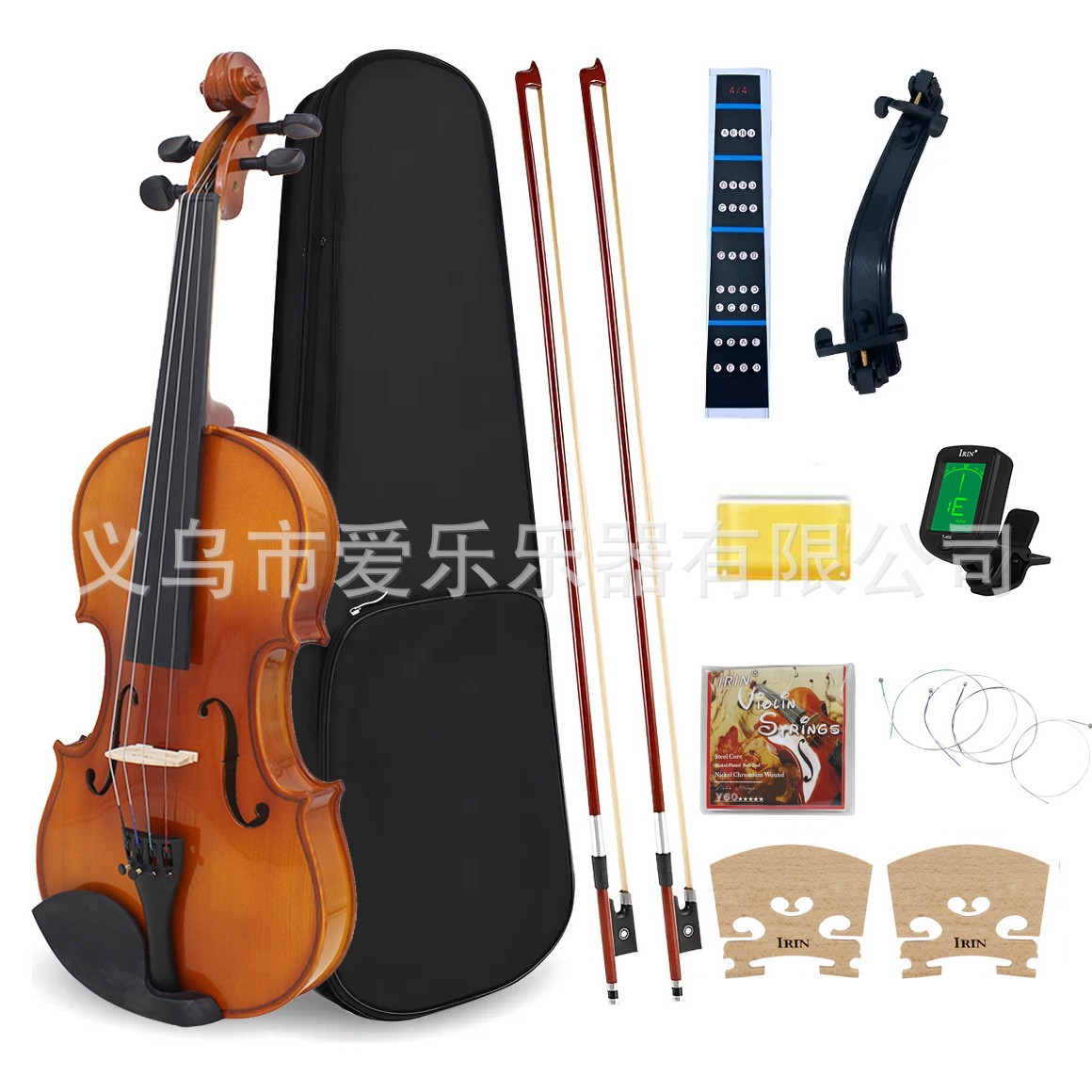 4/4 Solid wood violin natural color playing violin set for children, adults and beginners