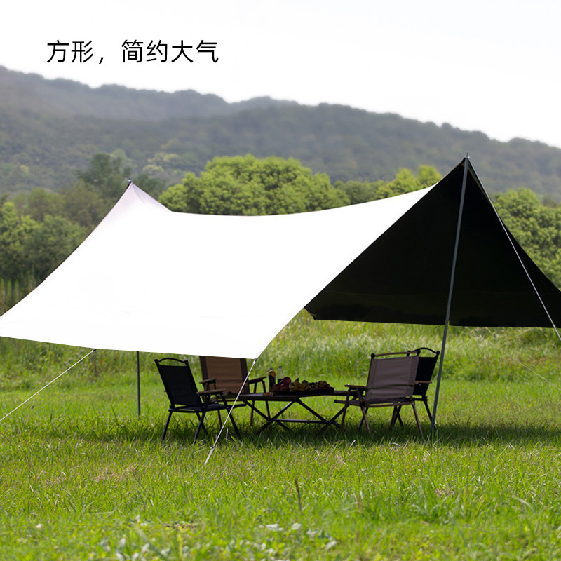 Outdoor camping black rubber canopy square camping tent, suitable for both sunny and rainy days, butterfly-shaped picnic sunshade for sun protection Application Scenario