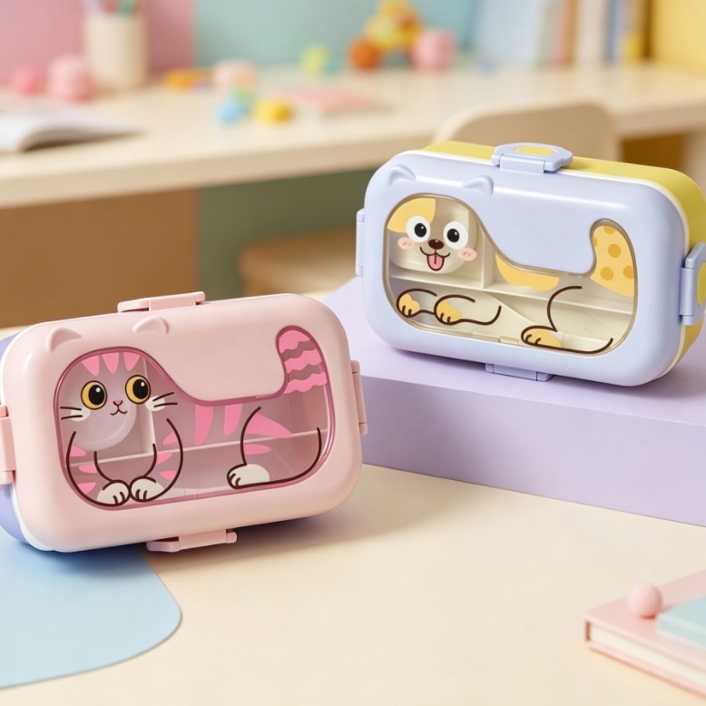 baby lunch box 304 Stainless steel lunch box, special cartoon large-capacity separated bento for office workers and students Specification image