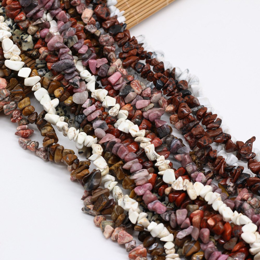 Natural crushed stone spotted redwood grain raw stone beads with holes, semi-finished DIY jewelry, handcrafted accessories production and wholesale Item Picture