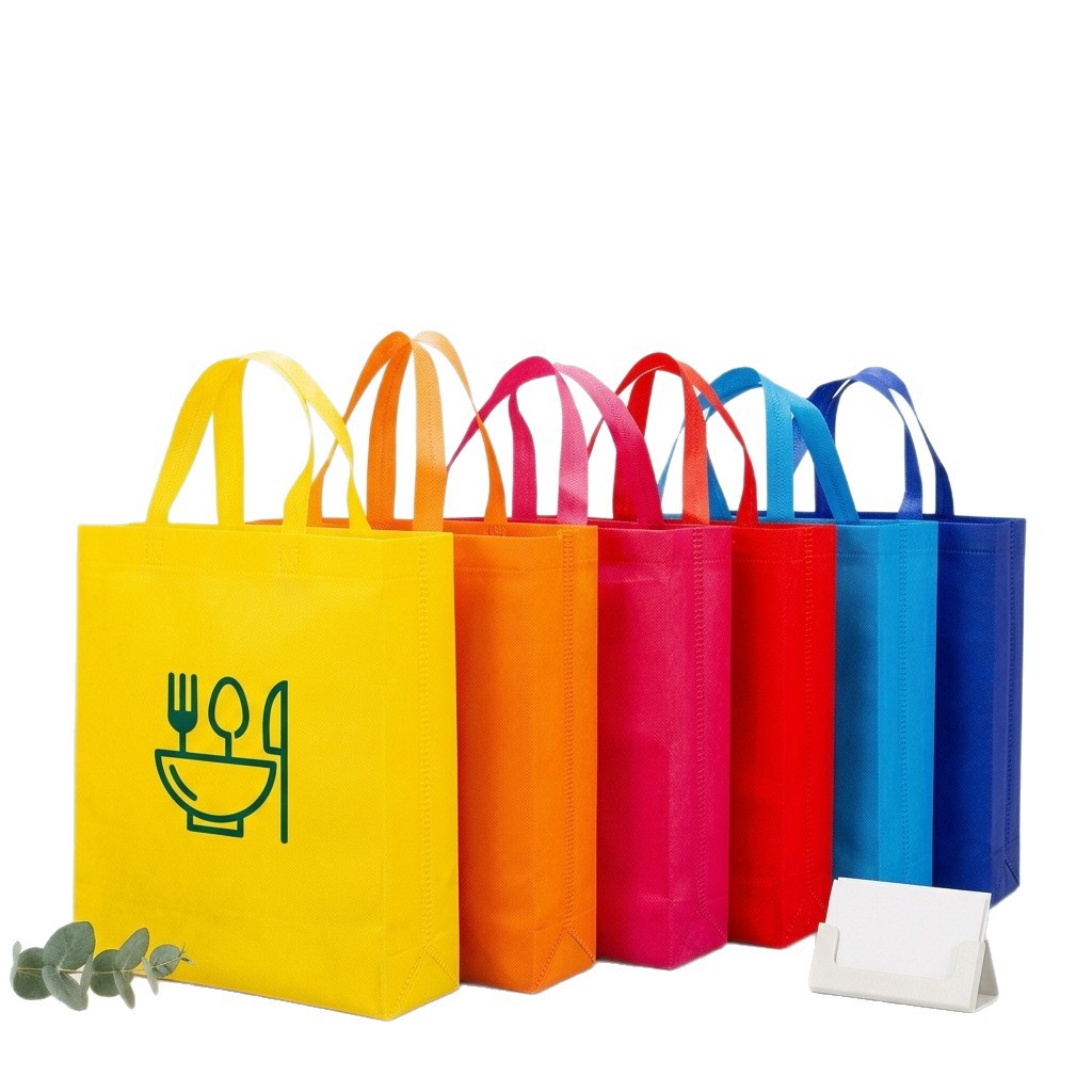 Wholesale customized advertising shopping bags with thickened non-woven fabric, laminated and printed eco-friendly non-woven fabric handbags with logos Item Picture