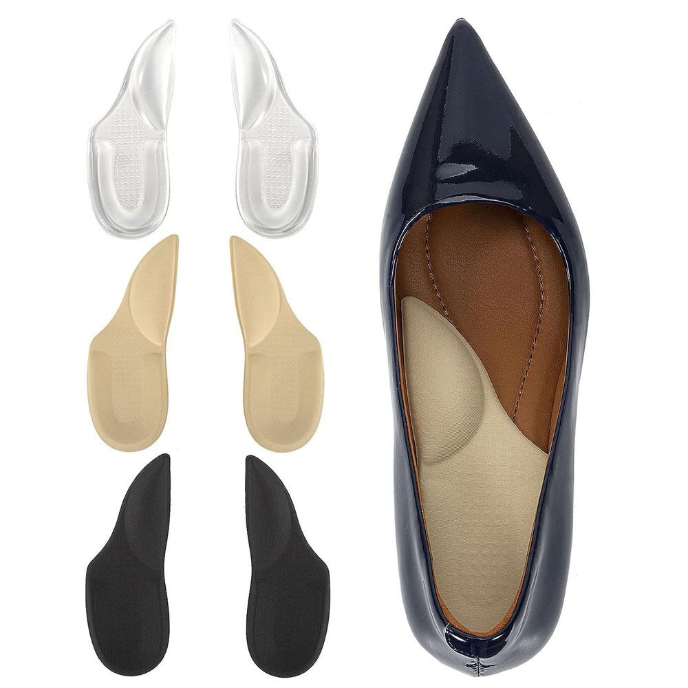 Tacones de mujer amortiguado arco heel almohadilla gel transparente invisible antideslizante media talla pie plano ortopédico media almohadilla