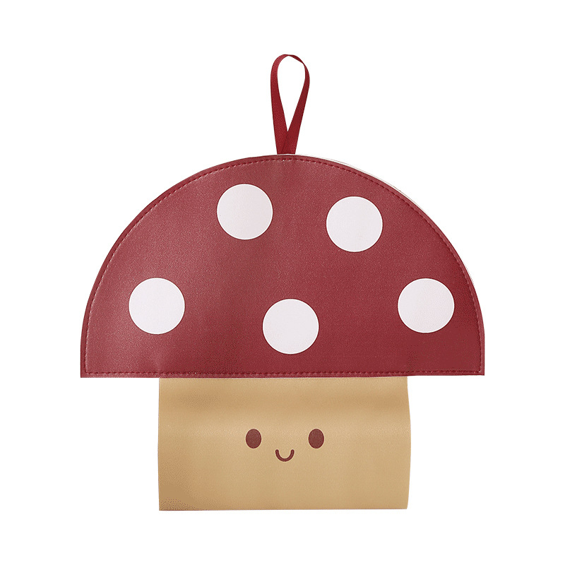 蘑菇PU纸巾收纳挂袋家用客厅卧室汽车抽纸盒创意可爱卡通纸巾挂盒白底实物图