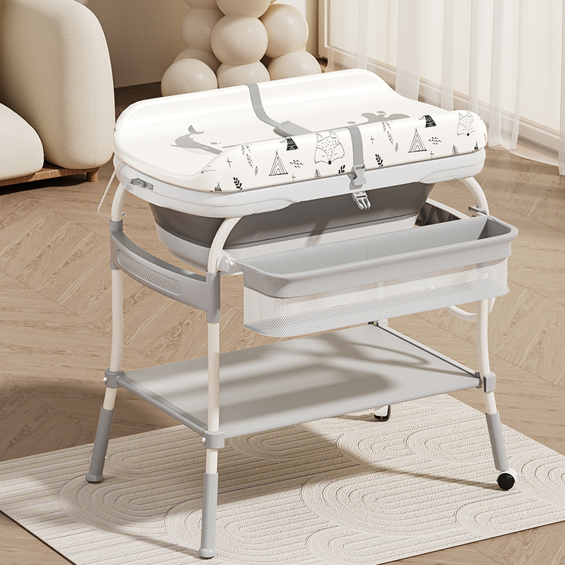 Changing table, baby care table, newborn diaper changing, massage and touch table, bathing and washing integrated with rollers details Picture