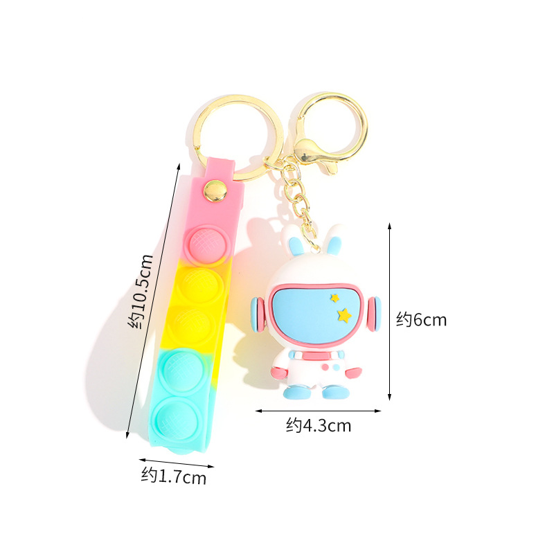 PVC soft rubber keychain, small pendant, doll wholesale, car key chain, hanging decoration, space rabbit cartoon keychain Item Picture