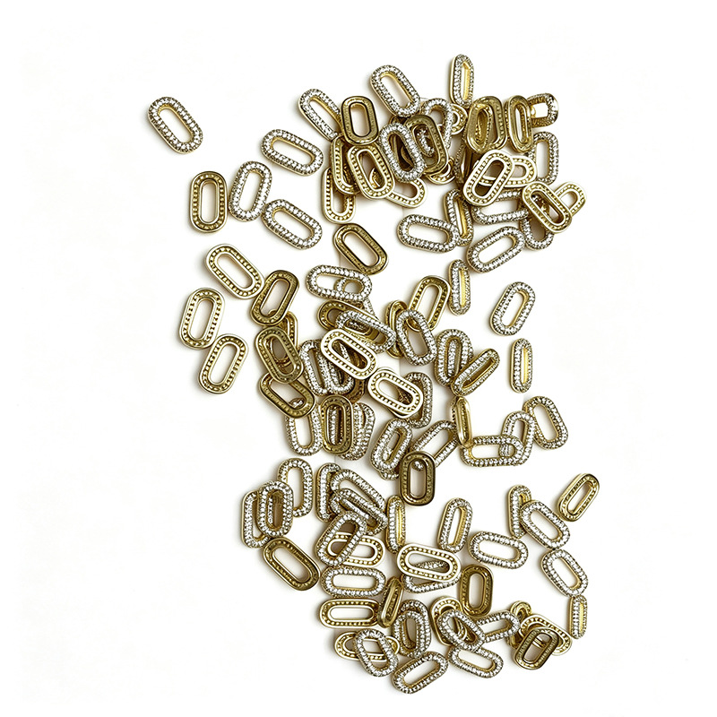 Gold, silver, diamond-encrusted oval chain link, plastic acrylic chain buckle, shoulder strap, metal chain Specification image