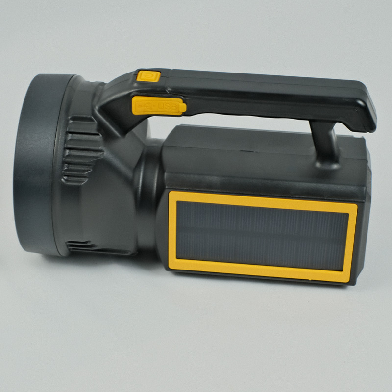 太阳能手提灯W5192充电超亮户外照明家用便携探照灯巡逻矿灯