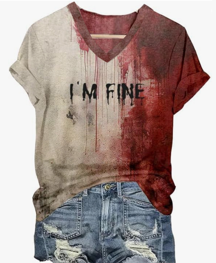 Cross-border e-commerce Amazon printed color cotton T-shirt for women's top in foreign trade details Picture