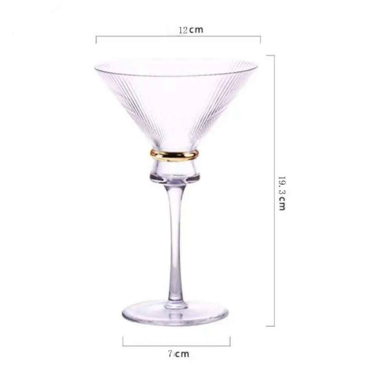 Nordic vertical striped cinched waist Ins-style wine glass, high appearance level wine glass, water glass, golden belt decanter, cocktail glass Item Picture
