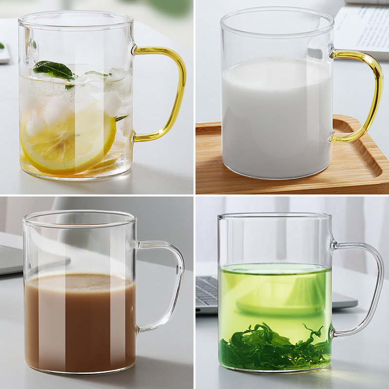 High borosilicate glass cup with handle, simple water cup, large capacity beer cup, men's tea brewing set, women's household drinking water Application Scenario