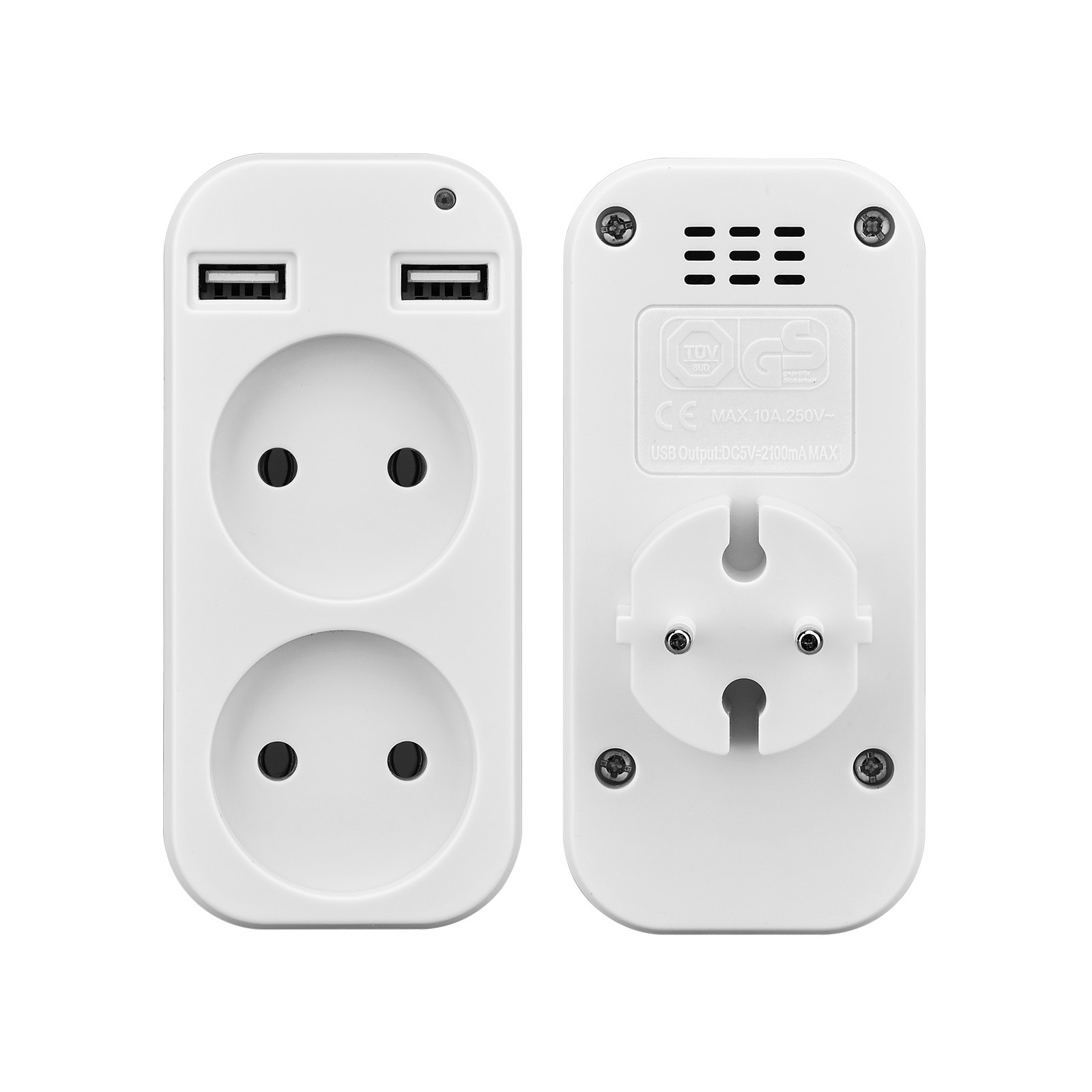 European-style USB socket 2-position adapter, expansion socket, dual USB, German, French, Russian, European universal X