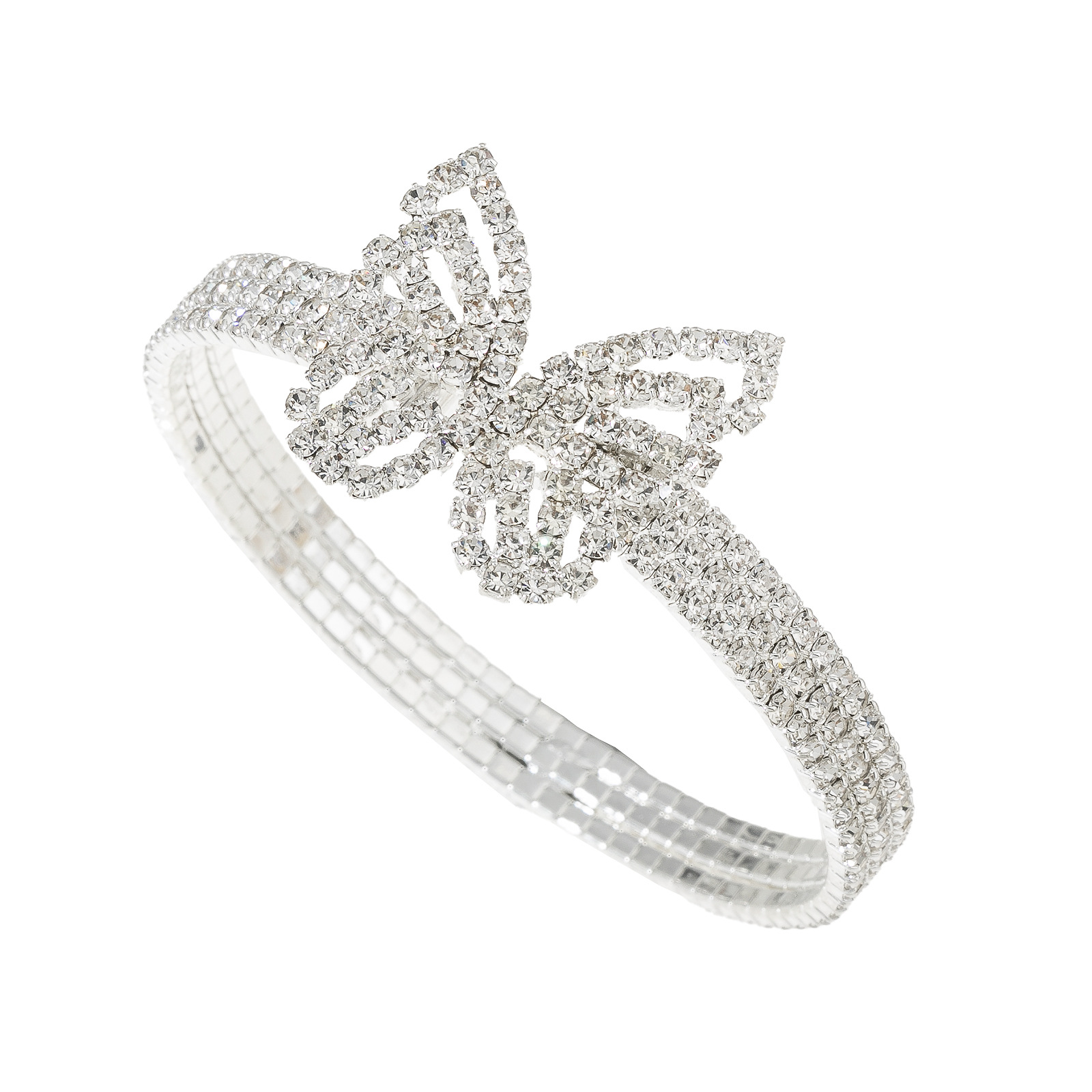 Cross-border fashion bracelet, creative and trendy claw chain, butterfly water diamond bracelet, steel wire elastic open bracelet, women's wedding party all-purpose bracelet