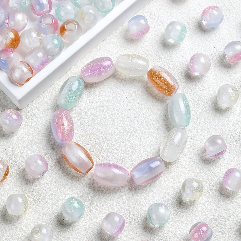 Two-color Dream Starlight Series large-aperture resin beads, loose beads, large-aperture beads, DIY jewelry, clothing accessories and accessories details Picture