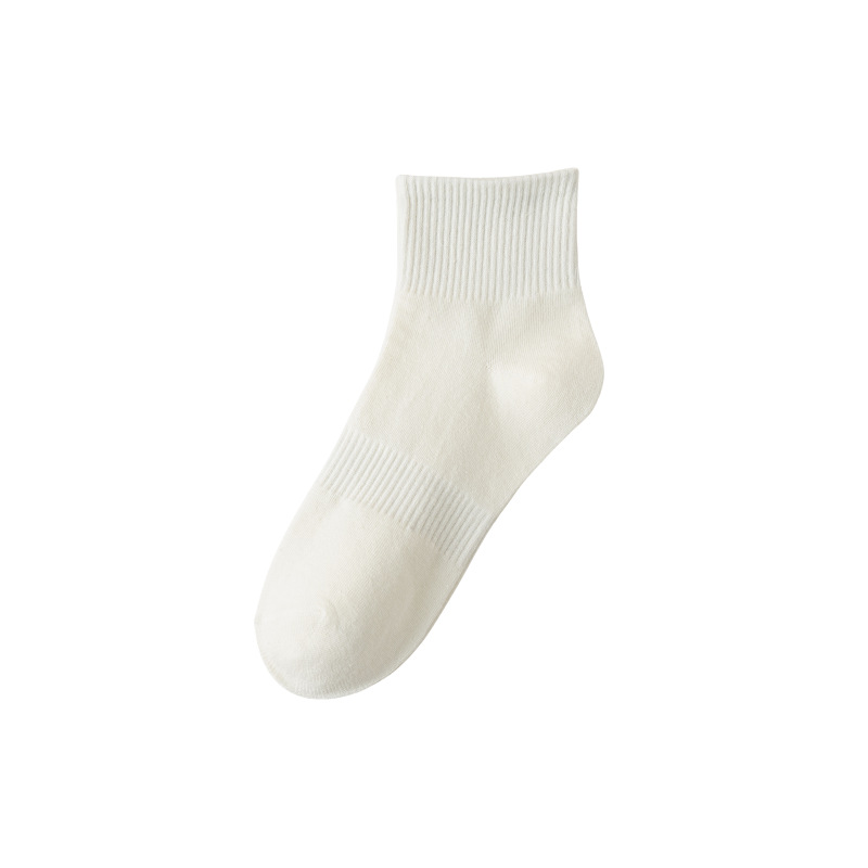 Pure cotton socks for women, mid-calf socks, solid-colored short socks for spring and autumn, thin anti-odor and sweat-absorbing socks for summer, wholesale of Zhuji socks Item Picture
