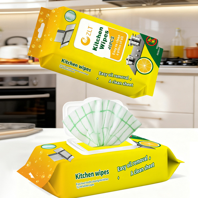 Kitchen wet wipes for removing grease, cleaning stoves and range hoods, thickened kitchen wet wipes, 40-degree wet wipes, factory customization details Picture