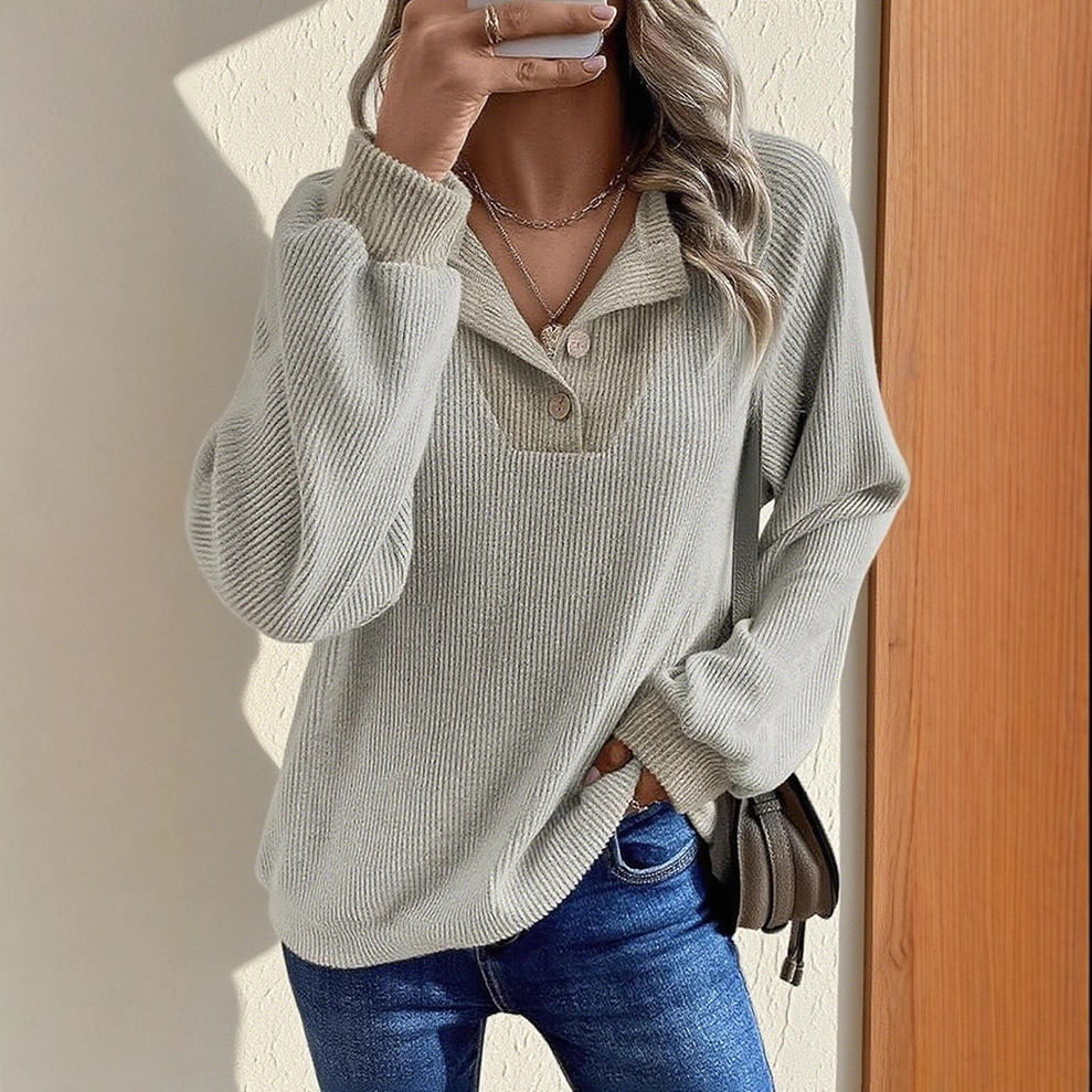 European and American casual loose off-the-shoulder long-sleeved top for women 2025 winter new style multicolored ribbed pullover knitted sweater for women details Picture