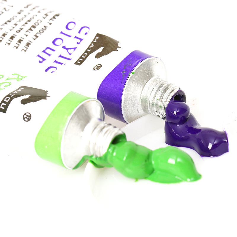 Cross-border Acrylic 12ml 12-color paint set Watercolor gouache Art Painting Paint Glass Textile Oil painting paint Item Picture