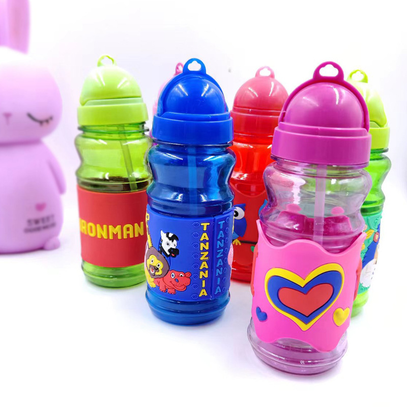 Summer children's water cups, straw cups, portable water cups for men and women's outdoor sports, water bottles, durable pe plastic hanging rope water cups Specification image