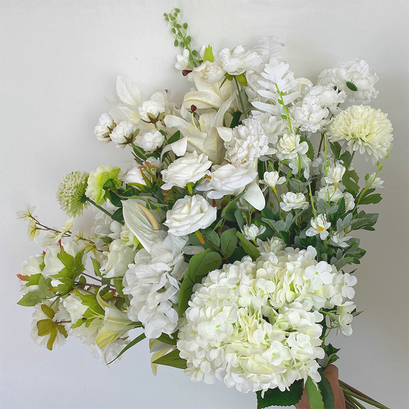 Blue and white artificial flower materials for wedding hall decoration props, artificial flowers for living rooms and dining rooms, and wholesale of Ins-style flower arrangements details Picture