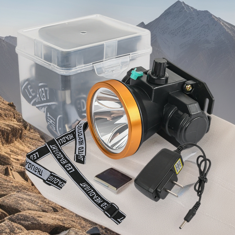 Export supply of led strong bald light, dimming, waterproof fishing light, lithium battery head-mounted outdoor rubber tapping flashlight and miner's lamp