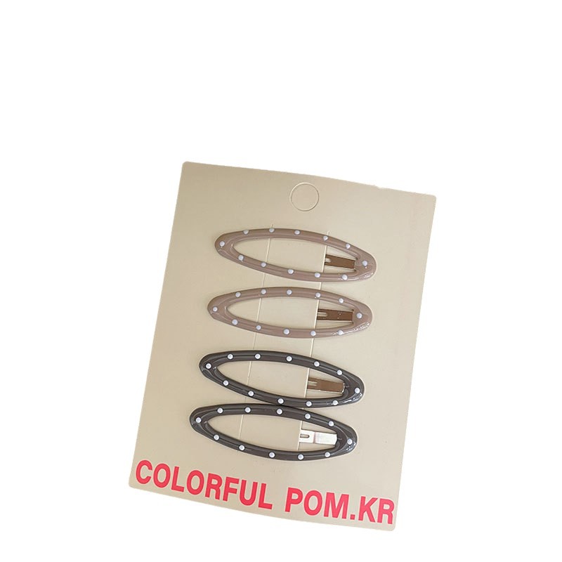 Spring new Korean-style polka dot oval hairpin for children, simple and sweet bye-bye clip, oil-dripping ins girl hairpin Item Picture