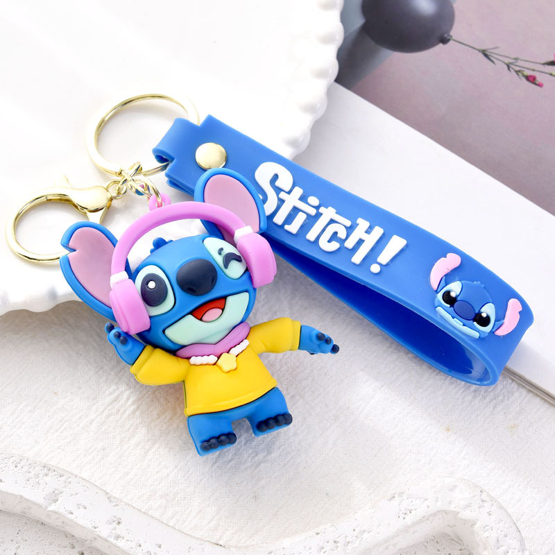 Cross-border exclusive creative cartoon cute Stitch keychains, pvc three-dimensional Stitch figurine pendants, pendant chains Specification image