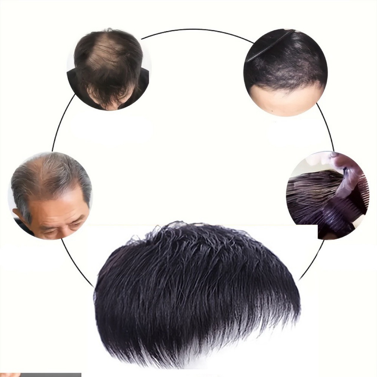 Wig, short hair for men, curly hair, hair size, realistic hair, no trace, invisible sheet, natural men, thin and light hair sheet on the top of the head