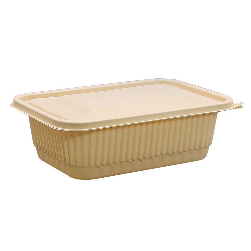 Rectangular disposable lunch box, biodegradable corn starch, environmentally friendly, with lid, food-grade takeout packaging box, whole case Application Scenario