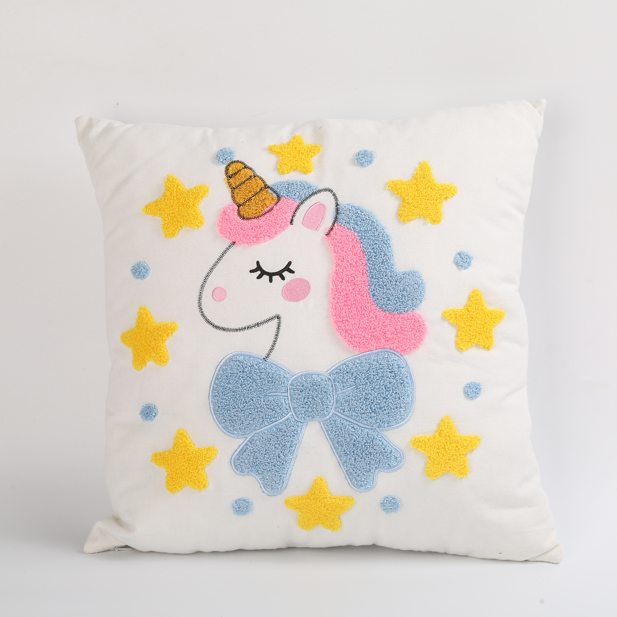 Cute cartoon embroidered cushions, adorable animal bay window cushions, living room sofa cushions, pillowcases, unicorn cushions details Picture