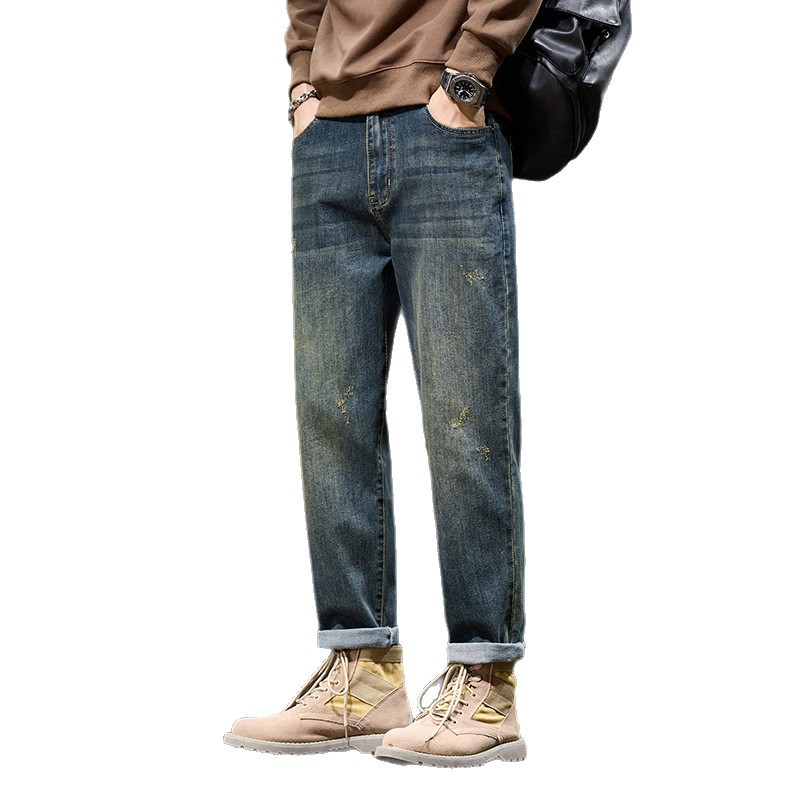 In 2026, Hong Kong's trendy men's spring new style of personalized lettered jeans, hip-hop and high street fashion, cool and stylish long pants, versatile Item Picture