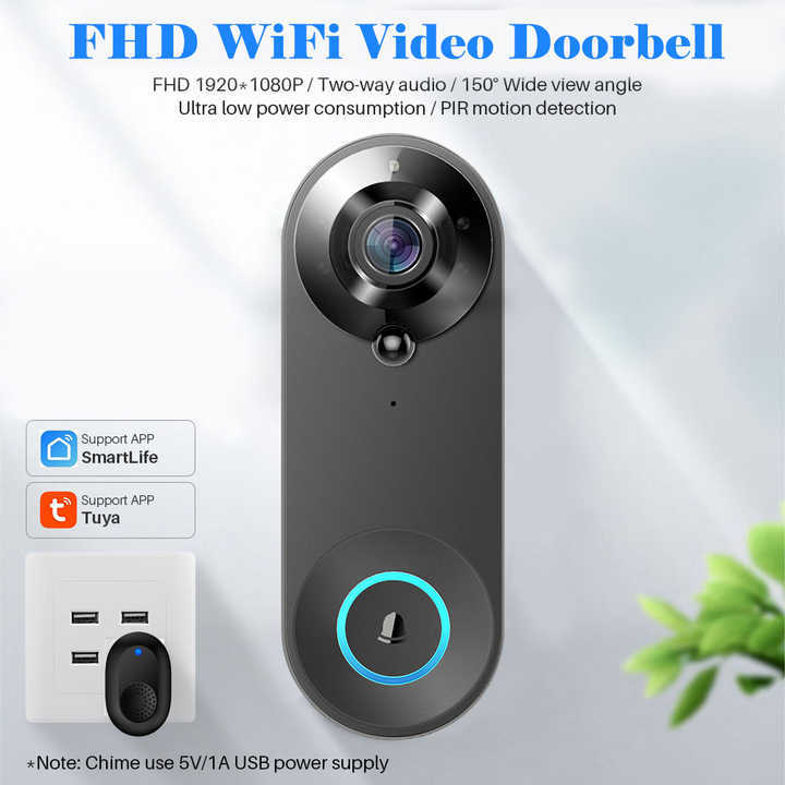 Le Xiangyu Tuya Smart Low-Power Video Doorbell WiFi Wireless Voice Intercom Mobile Phone Remote Monitoring Video Doorbell W3 details Picture