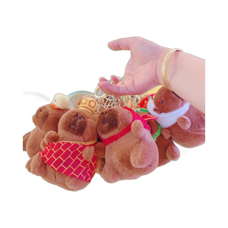 Wholesale of Xiaohongshu guinea pig doll schoolbag pendants, small accessories, plush Kapipala capybara dolls, keychains Item Picture