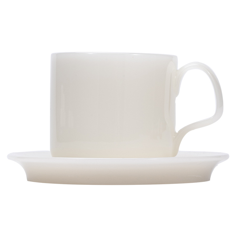 高端冰种璞玉咖啡杯碟套装精致轻奢白瓷水杯酒店咖啡厅纯色咖啡杯白底实物图