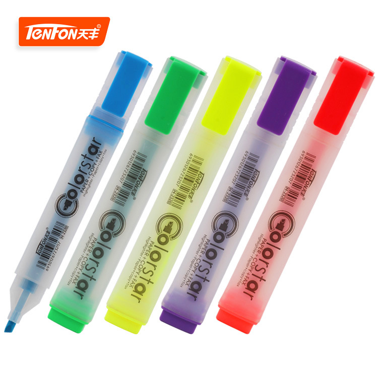 Factory direct supply Tianfeng flat highlighter, transparent highlighter marker, 2320 plastic highlighter full figure