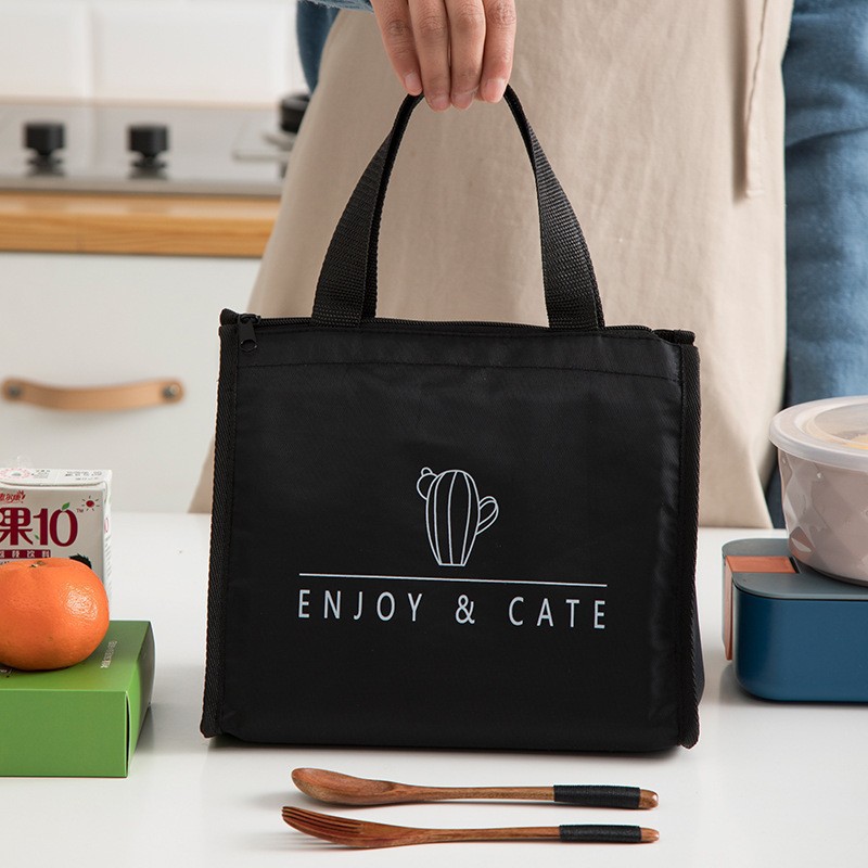 Thickened waterproof and insulated bag, Oxford cloth bento bag, warm and refrigerated work handbag, student style hand-held insulated bag details Picture