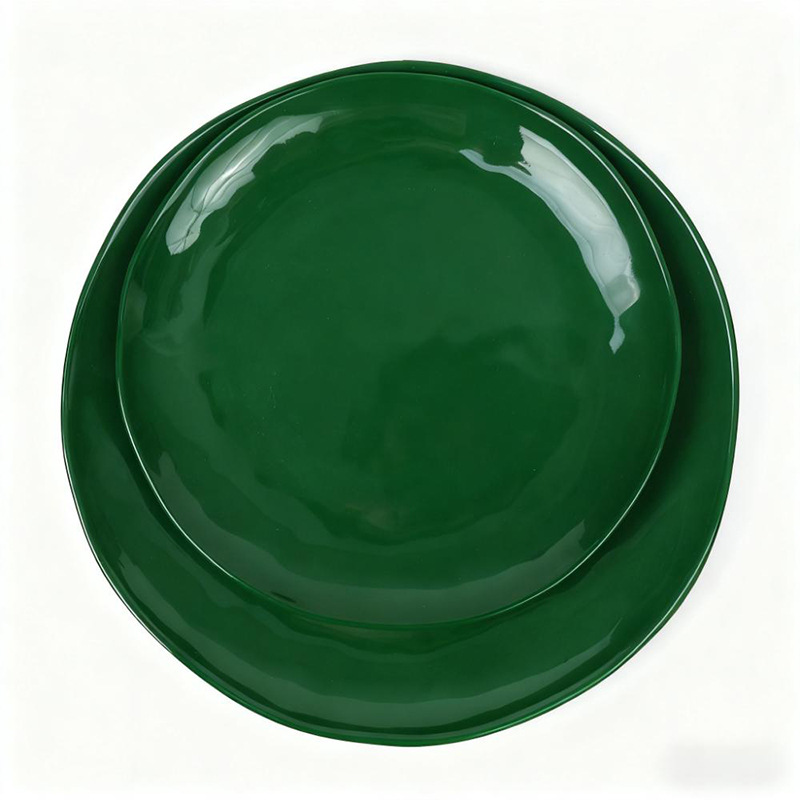 Custom-made logos for foreign trade shallow plates, Western cuisine seafood plates, hotels, commercial restaurants and eateries, imitation porcelain round plates, bone plates and tableware full figure