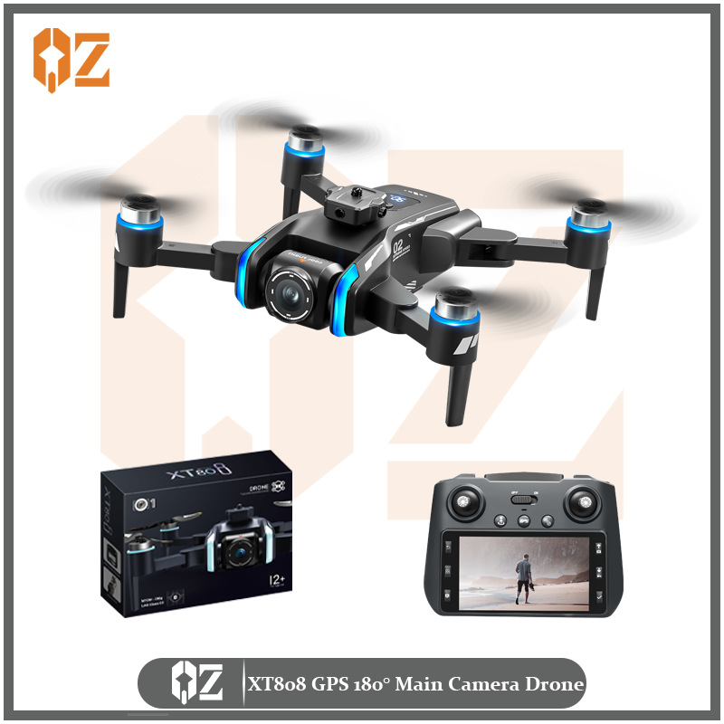 The XT808 drone features a 180° large main camera for aerial photography, a screen remote control, and a GPS long-range remote control aircraft