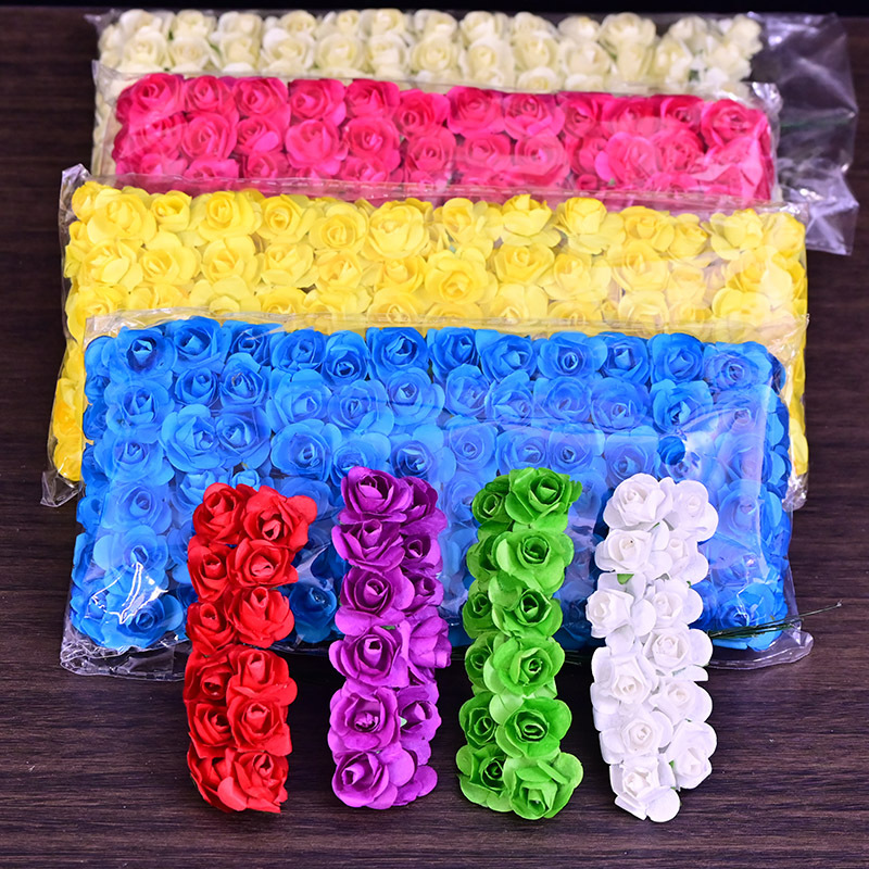 1.5cm中号小纸花玫瑰花婚庆喜糖盒礼品装饰仿真干花手工小花艺