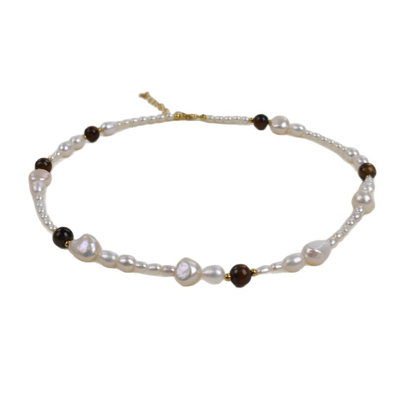 Baroque irregular-shaped pearl necklace, natural freshwater, high-end and fashionable pearl necklace, paired with sweater chain, light luxury Item Picture