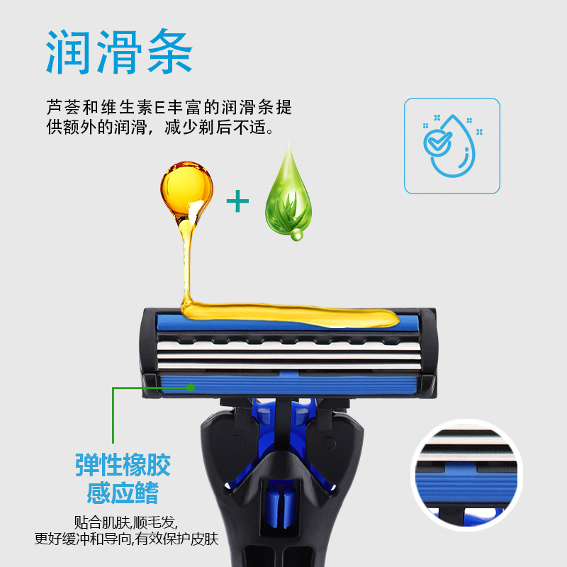 Manual Pearl Max men's razor, three-layer replaceable razor head, old-fashioned shaving knife details Picture